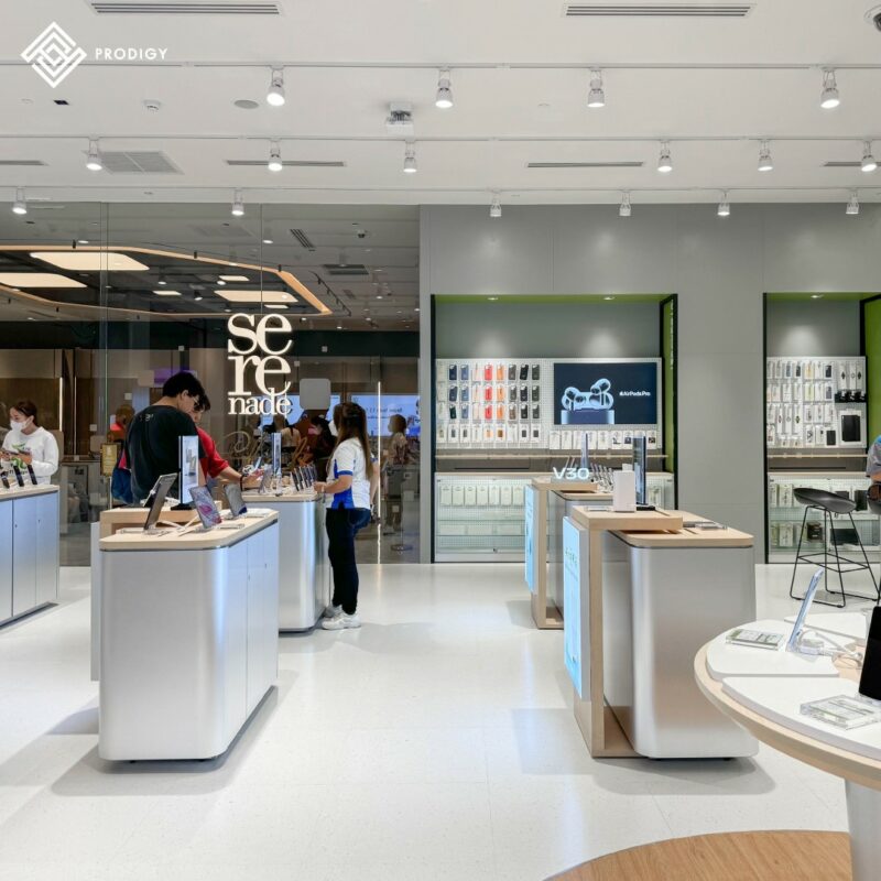 ผลงานของโพรดิจี้ ดีไซต์ - ใช้กระเบื้องพอร์ซเลน AIS SHOP & Serenade Club – Central Nakhon Pathom